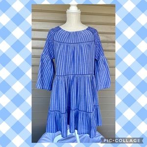 Free People Blue and White Tiered Boho Dress